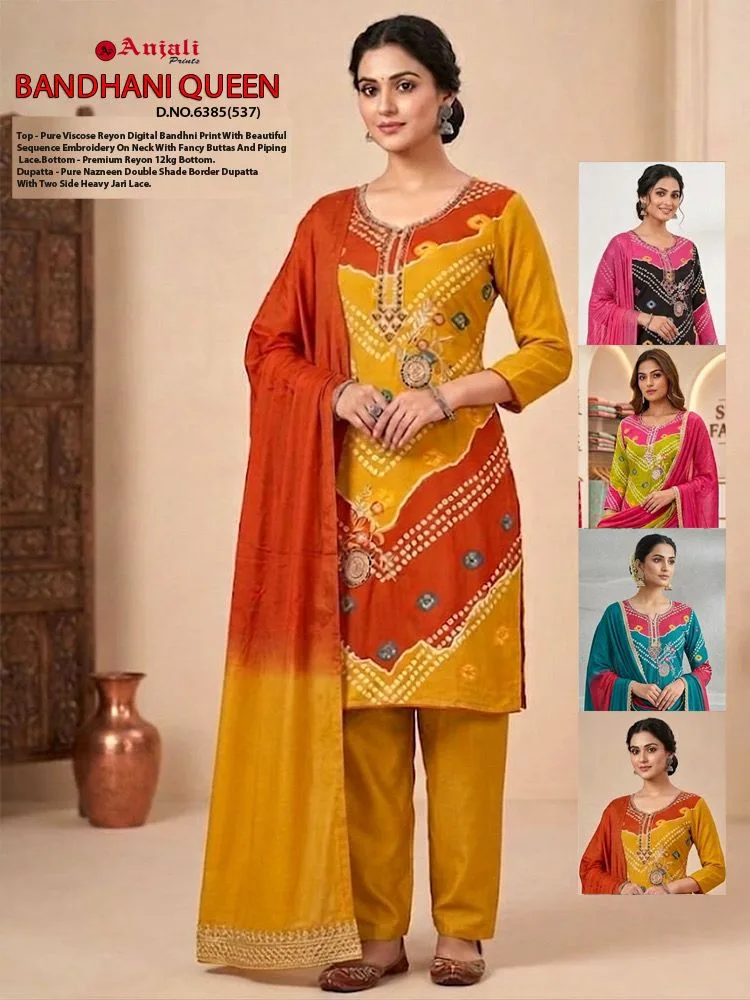 Bandhani Queen Pure Viscose Rayon Digital Printed Suit
