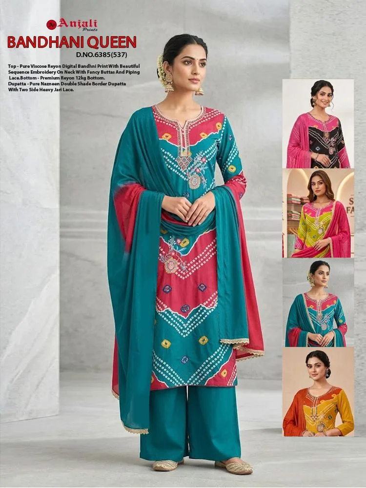Bandhani Queen Pure Viscose Rayon Digital Printed Suit